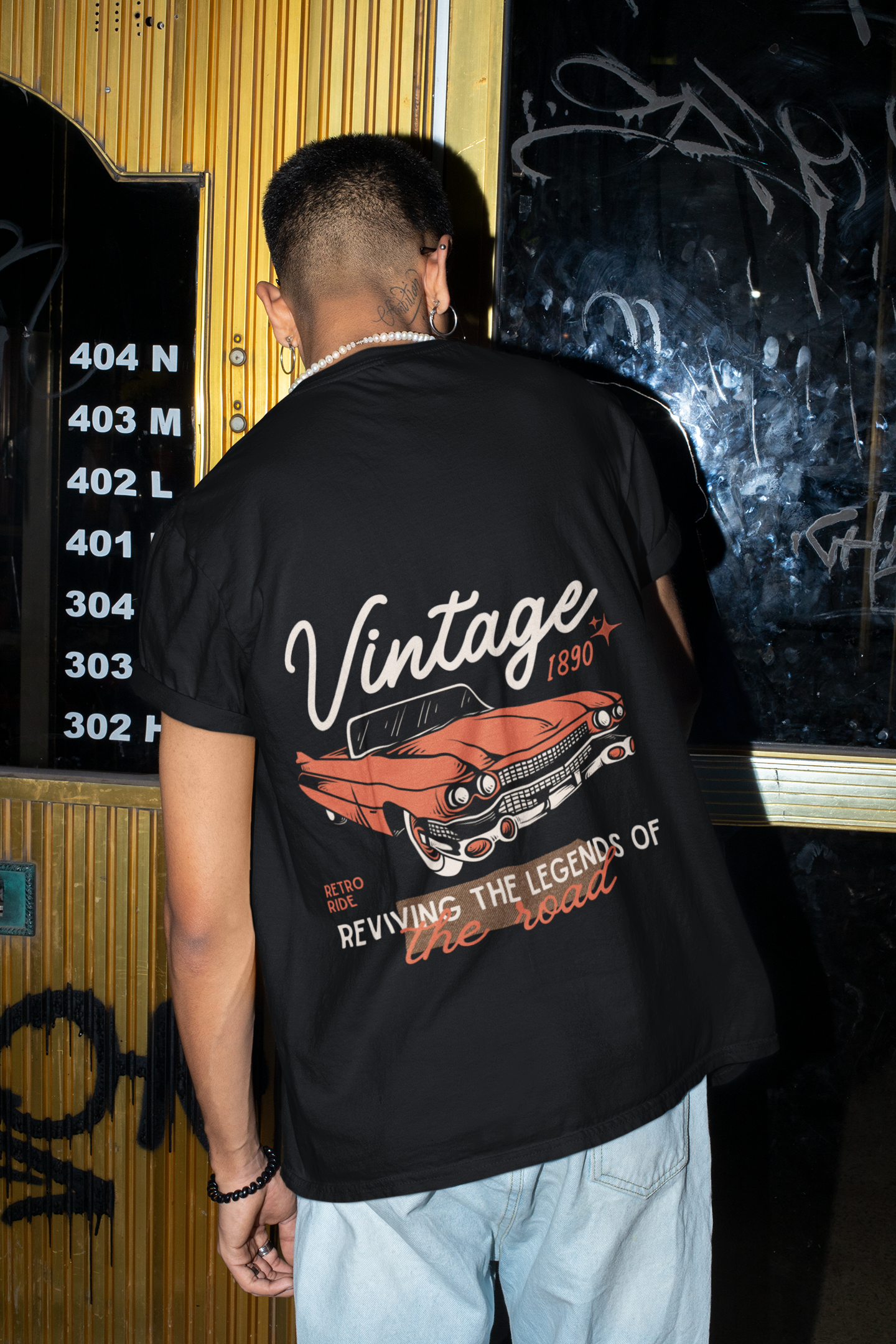 Retro Ride Oversized T-Shirt - Black