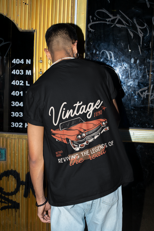 Retro Ride Oversized T-Shirt - Black